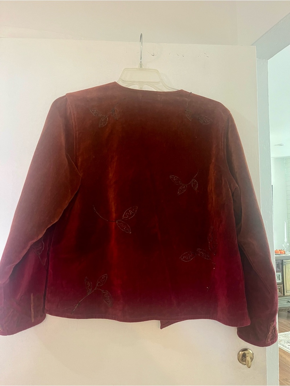 Elementz Red Velvet Embroidered Button Jacket - Picture 3 of 5